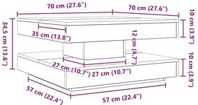 Mesa de centro rotativa a 360graus 70x70x34,5cm carvalho sonoma