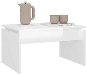 Mesa de centro 68x50x38 cm contraplacado branco brilhante