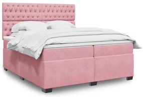Cama com molas/colchão 200x200 cm veludo rosa