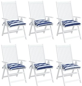Almofadões p/ cadeira 6 pcs tecido oxford riscas azul/branco