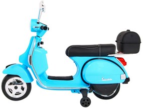 Vespa elétrica para Crianças 12V Scooter, Rodas	Espuma EVA assento couro ecológico Azul