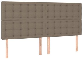 Cama box spring colchão/LED 200x200cm tecido cinza-acastanhado