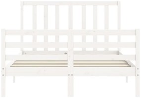 Cama sem colchão 140x190 cm madeira de pinho maciça branco