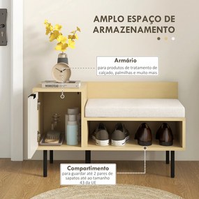 Banco Sapateira com Almofada – Oslo – 80x35x47 cm – Madeira Natural e
