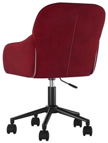 Cadeira de escritório giratória veludo vermelho tinto