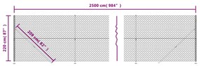 Cerca de arame com flange 2,2x25 m verde