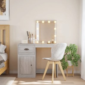 vidaXL Toucador com luzes LED 90x42x132,5 cm cinzento sonoma