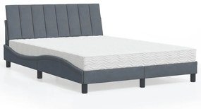 Cama com colchão 140x190 cm veludo cinzento-escuro