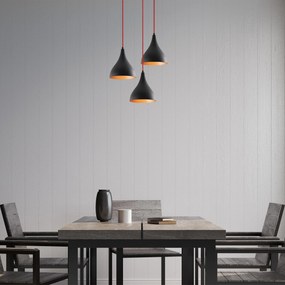 Chandelier Berceste – Preto e Vermelho – 46 cm de Diâmetro x 119 cm de
