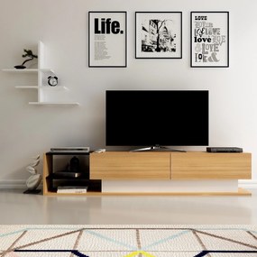 Unidade de TV Liza – Branco e Teca – 180 x 40 x 30 cm