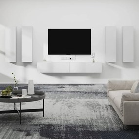 vidaXL Conjunto móveis de TV 6 pcs madeira processada branco