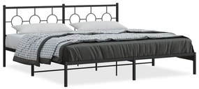 376233 vidaXL Estrutura de cama com cabeceira 200x200 cm metal preto