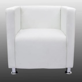 Poltrona Ilha - Cor Branco - Em Couro Artificial - 71x54x69 cm - Desig