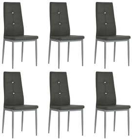 Cadeiras de jantar 6 pcs couro artificial cinzento