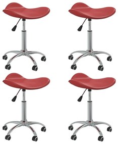 Cadeiras jantar giratórias 4pcs couro artificial vermelho tinto