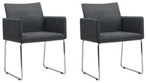 vidaXL Cadeiras de jantar 2 pcs tecido cinzento-escuro