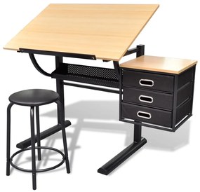 Mesa de desenho inclinável com banco