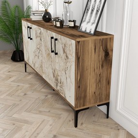 Console Kiev – Nogueira e Mármore Branco – 160 cm x 78 cm x 35 cm