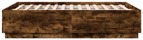 Estrutura cama 140x190 cm derivados de madeira carvalho fumado