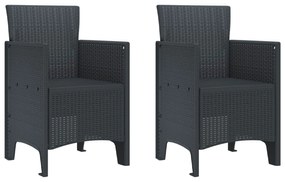 vidaXL Cadeira de Jardim 2 pcs Antracite 53 x 49 x 85 cm Polipropileno