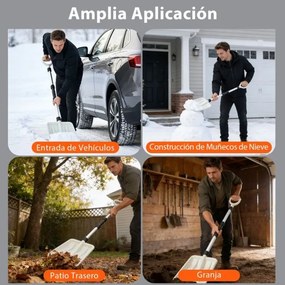Pá para neve leve com cabo ergonómico e haste de alumínio resistente para entradas de carros, calçadas, jardins Branca