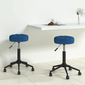 Cadeiras de jantar giratórias 2 pcs veludo azul