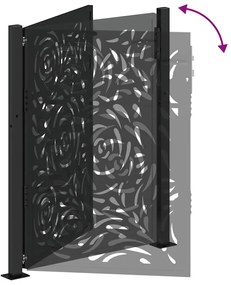 Portão de jardim 105x130 cm preto design de chama de aço