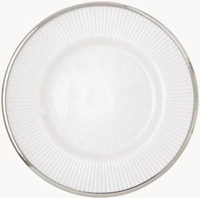 Prato de pequeno-almoço em vidro com rebordo prateado Ida