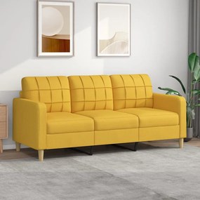 vidaXL Sofá de 3 lugares 180 cm tecido amarelo-claro