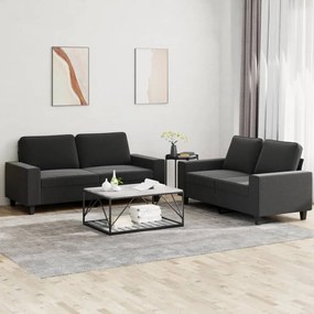 2 pcs conjunto de sofás tecido preto