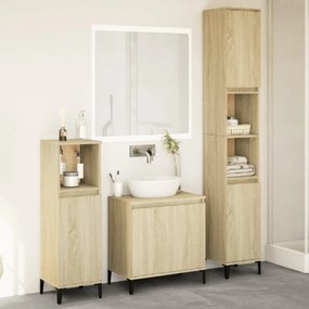 vidaXL 3 pcs conj. móveis casa banho derivados madeira carvalho sonoma