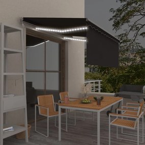 vidaXL Toldo automático c/ estore/LED/sensor de vento 3x2,5m antracite