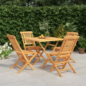 vidaXL 5 pcs conjunto de jantar p/ jardim madeira de teca maciça