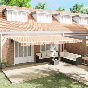 vidaXL Toldo Retrátil Automático com Listras LED Multicoloridas 600x300 cm