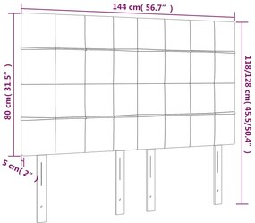 Cabeceira de cama c/ LED veludo 144x5x118/128 cm verde-escuro