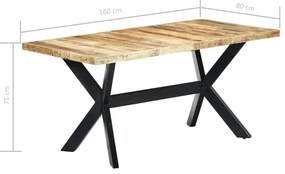 Mesa de jantar 160x80x75 cm madeira de mangueira áspera maciça