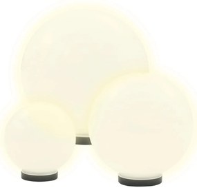 Conjunto de candeeiros esféricos LED 3 pcs 20/30/40 cm PMMA