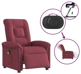 Poltrona reclinável de massagens elétrica tecido vermelho tinto