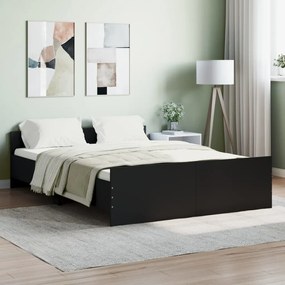 vidaXL Estrutura de cama com cabeceira e pés 135x190 cm preto