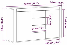 Buffet vidaXL Cinza Sonoma Madeira engenheirada 120 x 36 x 69 cm