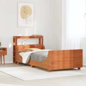 vidaXL Cama sem colchão 90x200 cm pinho maciço castanho-mel