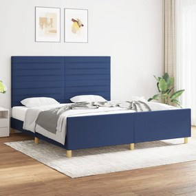 Estrutura de cama sem colchão 180x200 cm tecido azul