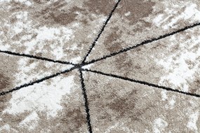 Tapete moderno COZY Polygons, geométrico, triângulos - Structural dois níveis de lã castanho