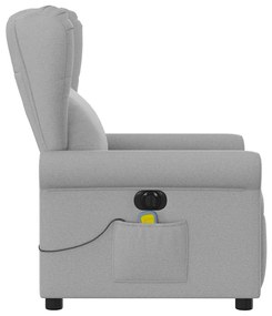 Poltrona massagens reclinável elétrica tecido cinzento-nublado