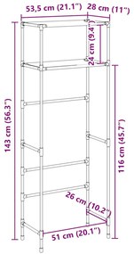 Estante arrumação p/ sanita 2 níveis 53,5x28x143 cm ferro preto