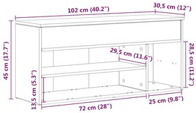 Banco sapateira 102x30,5x45 cm derivados de madeira branco