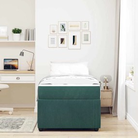 Estrutura de cama com colchão Verde-escuro 90 x 190 cm Veludo