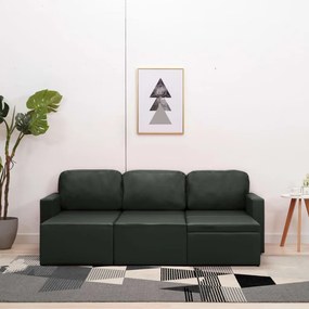 Sofá-cama modular de 3 lugares couro artificial cinzento