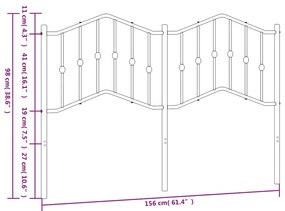 Cabeceira de cama 150 cm metal branco