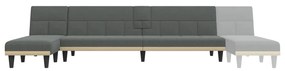 Sofá-cama Chaise Longue 255x140x70 cm tecido cinzento-escuro